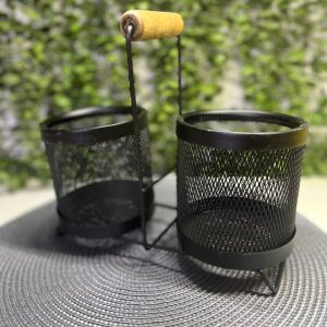 جا قاشقی توری ایستاده 2قلو دسته چوب